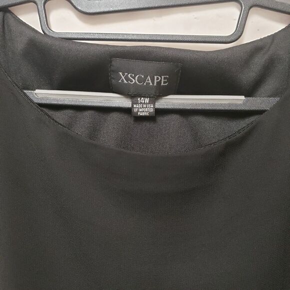 Xscape Black Sequin Formal Cape Dress Size 18W Fully Lined POE Party Cocktail - Picture 10 of 12